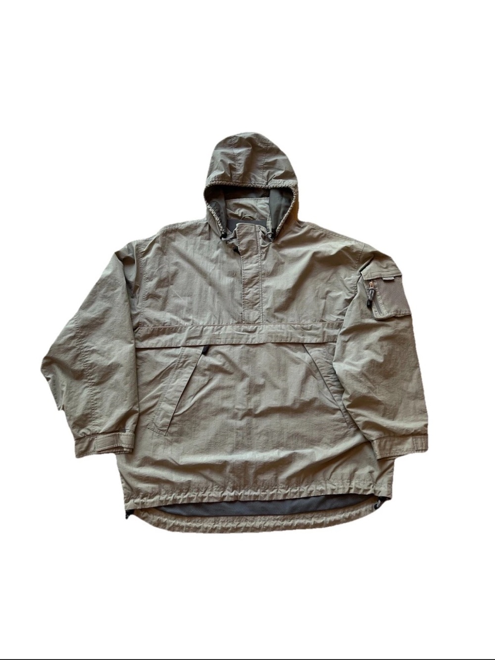 VTG GAP Men's Gray Pullover Nylon Hooded Parka Jacket Size 2XL Y2K